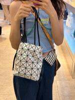 ของแท้ 100% ISSEY MIYAKE Womens drawstring Pocket Geometric check crossbody bag Brand sling bag