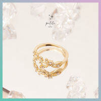 [petite by PRAKYRE] Olive Diamond Ring - แหวนสีทองลายช่อใบไม้ประดับเพชรแบบอ่อนช้อย