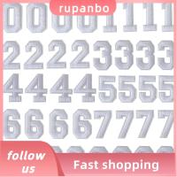 RUPANBO039392692 40 pieces 1.9นิ้วค่ะ ตัวอักษรตัวเลขเหล็กบน สีขาวขาว แพทช์แพทช์ อุปกรณ์เสริมเสริม เย็บบนปัก สำหรับเสื้อผ้า