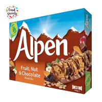 Alpen Fruit, Nut &amp; Chocolate Oat Bar X 5 Bars 145g อัลเพน ธัญพืชผสมโอ๊ตชนิดแท่งผสมผลไม้และถั่วเคลือบช็อคโกแลต 145กรัม