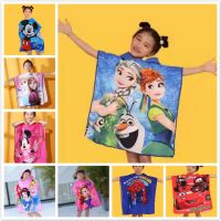 ♤ 60x120 CM Baby Boy Girl Cartoon Spiderman Cars Mickey Children Hooded Bath Towels Cloak Quick Dry Absorbent Microfiber Bathrobes