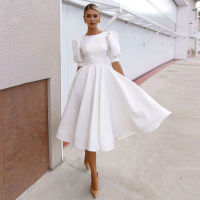 ชุด White Dress Womens Dress Hot Sale Sexy Swing Short-Sleeved Midiskirt Party Dress H336 ชุด แต่งงาน