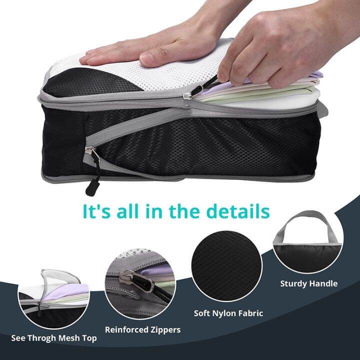 travel-portable-luggage-organizer-storage-bags-compression-packing-cubes-shoes-bags-with-mesh-lightweigh-foldable-handbag-pouch