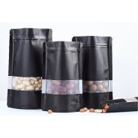 100Pcs/lot Stand Up Frosted Black Reclosable Ziplock Aluminum Foil Bag Bulk Food Snack Candy Storage Doypack Zipper Mylar Pouch Food Storage Dispenser