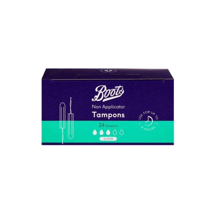 Boots Non Applicator Tampons Super 24S บู๊ทส์ นอน แอพพลิเคเตอร์ แทมปอนส์ ซุปเปอร์ ผ้าอนามัยแบบ