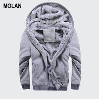 MOLAN เสื้อกันหนาวผ้าฟลีซสำหรับผู้ชาย,เสื้อสเวตเตอร์มีฮู้ดสีพื้นให้ความอบอุ่นเสื้อผ้าลำลองไซส์พิเศษ