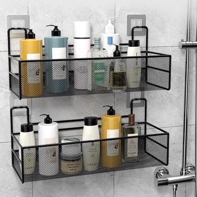 【CW】 Wallmounted Shelf without Drilling Shower Shampoo Holder Condiment Storage Basket Organizer