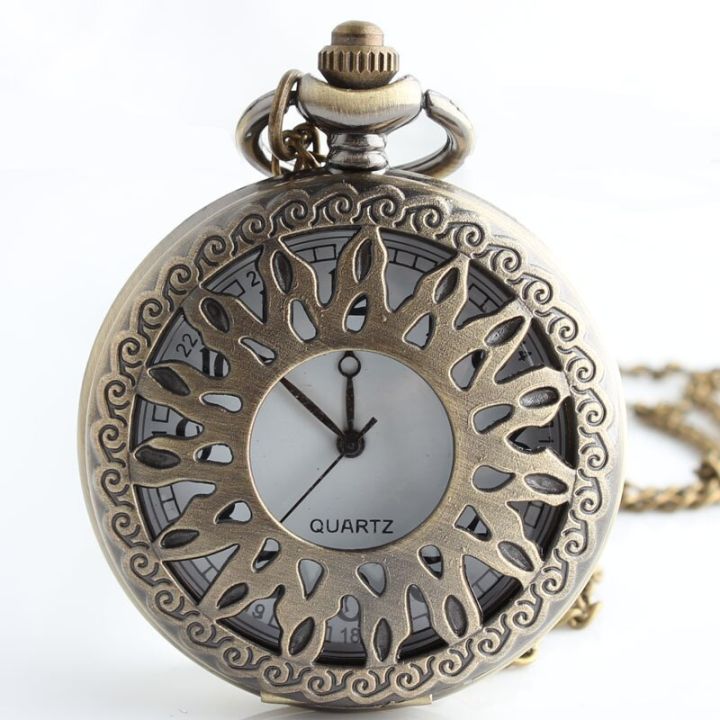 สร้างสรรค์มีสไตล์นาฬิกาพกรูปโครงกระดูกดอกทานตะวันนาฬิกา Fob นาฬิกาข้อมือโซ่มีเอกลักษณ์เฉพาะตัว