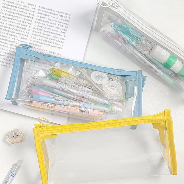 bv-amp-bv-พร้อมส่งในไทย-d06-pencil-bag-กระเป๋าดินสอ-กระเป๋าดินสอ-กระเป๋าแบบใส-ใส่แล้วเห็นของข้างใน-large-capacity-transparent-pencil-case-cute