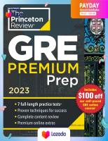 หนังสืออังกฤษใหม่ Princeton Review GRE Premium Prep, 2023 : 7 Practice Tests + Review &amp; Techniques + Online Tools [Paperback]