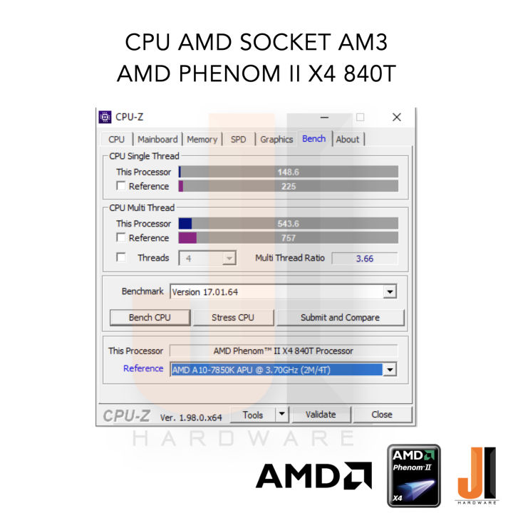 cpu-amd-phenom-ii-x4-840t-4-cores-4-threads-2-9-3-2-ghz-6-mb-l3-cache-95-watts-tdp-no-fan-socket-am3-สินค้ามือสองสภาพดีมีการรับประกัน