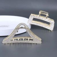 Hairpin Large Geometric Rectangular Triangle Diamond Hollow Grab Clip Temperament Simple Metal Large Shark Clip Hair Ornament