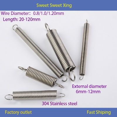 Open Loop Hook Spiral Cylindrical Spiral Extension Spring 304 Stainless Steel Wire Diameter 0.8mm 1.0mm 1.2mm Spine Supporters