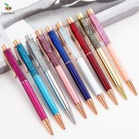 1 Pcs Lytwtws Ballpoint Pen Oil Crystal Metal Office School Supply Stationery Spinning Rose Gold Shiny Gift Cute Clip Glitter Pens