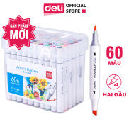 Bút màu marker thân tròn hai đầu Deli - marker hộp nhựa - marker touchlift