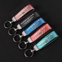 For Chrysler 300c Android Town Country Grand Voyager PT Cruiser Pacifica Carbon fiber Leather Car Keychain Key Rings Pendant