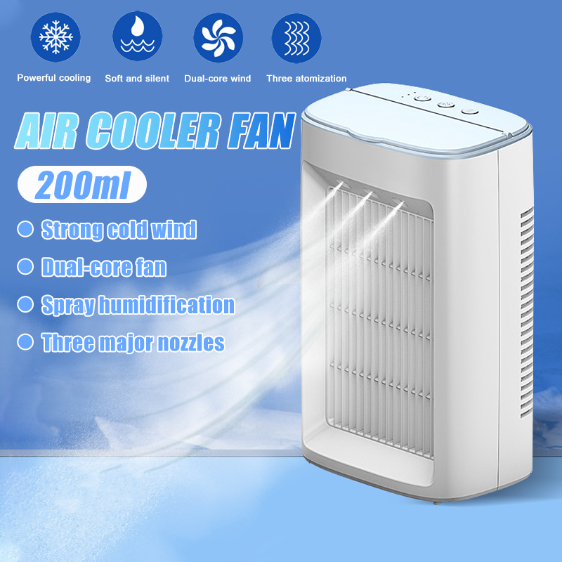 Humidifier Purifier with Night Light USB Powered Desktop Cooling Fan for Office Home Dorm Portable Water-cooled Air Conditioner Fan Personal Air Cooler Evaporative Cooler With 3 Fan Speeds 