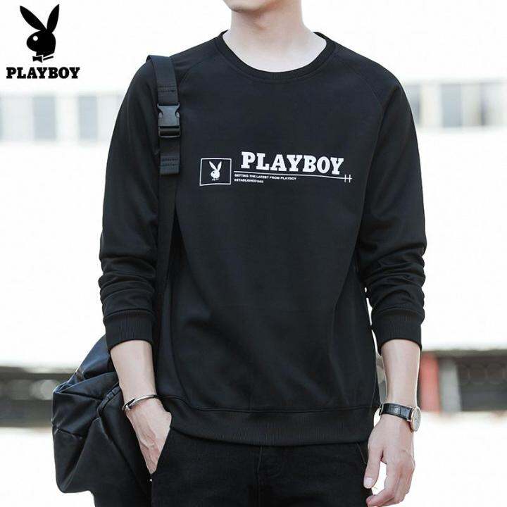 hnf531-play-boy-เสื้อกันหนาวผู้ชายฤดูใบไม้ร่วง-2019-ใหม่รอบคอหลวมสบายๆเกาหลีแขนยาวเสื้อยืดชายอินเทรนด์เสื้อกันหนาว