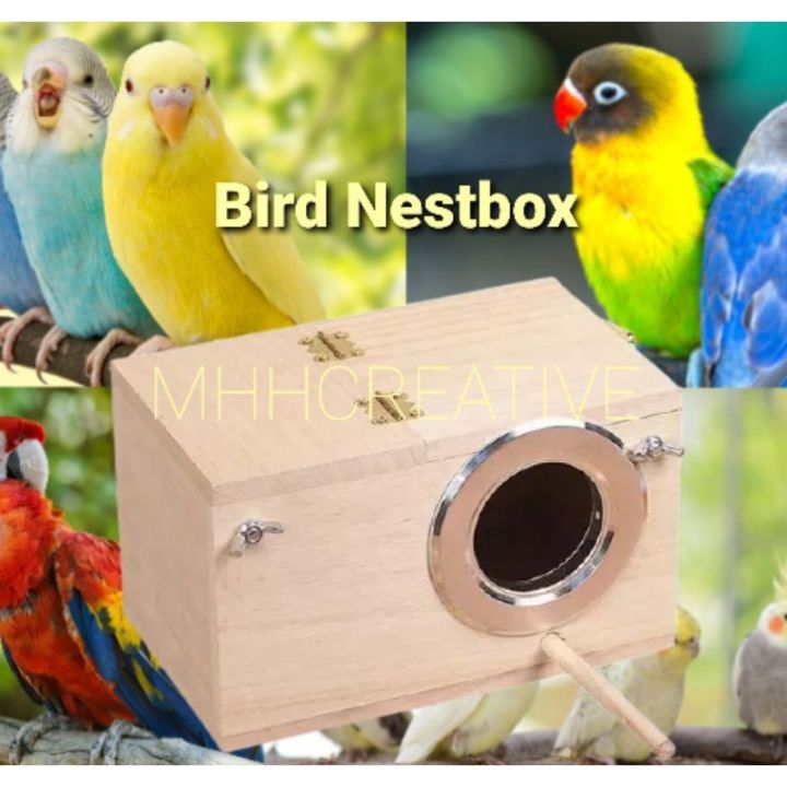 ♈ Bird Nest Box Wooden Breeding Nestbox Sarang Kotak Penetasan Burung ...