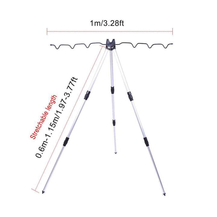gregory-ที่ตั้งคันเบ็ดอลูมิเนียม-3-ขา-วางคันเบ็ดได้-7-คัน-ขาตั้งเบ็ดตกปลา-ขาตั้งกล้องสามขาทำจากโลหะผสมแบบยืดหดได้ไม้ค้ำสำหรับตกปลาทะเล-fishing-rod-tripod-stand