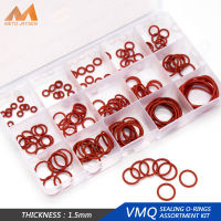 [คลังสินค้าพร้อม COD] ซิลิโคนสีแดง VMQ O แหวน150ชิ้น/กล่องความหนา1.5มม.OD 6Mm-30Mm Oring ชุดที่แตกต่างกันขนาดซีล O-แหวนเปลี่ยนชุด HG013