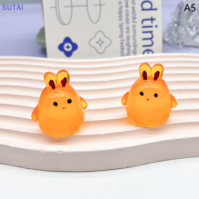 💖【Lowest price】SUTAI ตุ๊กตาเรซินกระต่ายสามมิติเรืองแสงของตกแต่งบ้านตุ๊กตากระต่ายการ์ตูนวัสดุแบบทำมือ