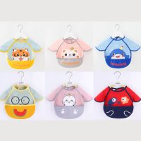 Cute Cartoon Baby Bib Adjustable Animal Pattern Waterproof Saliva Dripping Bibs Long Sleeve Apron Saliva Towel Drooling Scarf Aprons