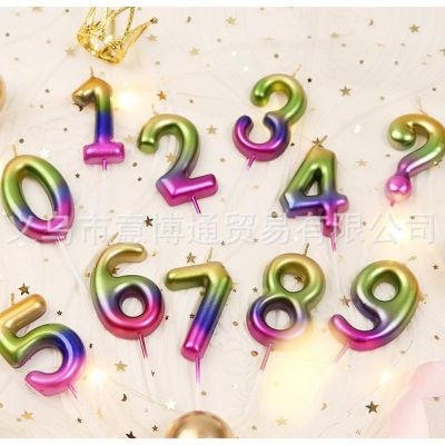 เทียนวันเกิดแบบตัวเลข สีรุ้ง ตามอายุ ใช้ปักตกแต่งเค้กวันเกิด เพิ่มสวยสวยงาม ( CN41)