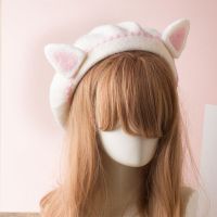 56-58cm Pink White Lolita Wave Lace Painter Hat Cute Cat Ears Beret Hair Accessories Wild for Halloween Xmas New Year