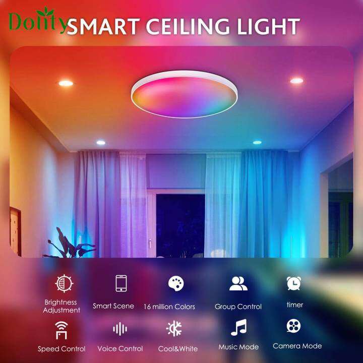 Dolity LED Ceiling Light Bluetooth Speaker Fixtures Remote Control