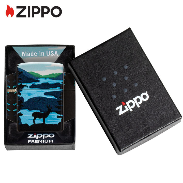 zippo-deer-landscape-design-540-color-windproof-pocket-lighter-zippo-49483-lighter-without-fuel-inside-การออกแบบภูมิทัศน์กวาง-ไฟแช็กไม่มีเชื้อเพลิงภายใน