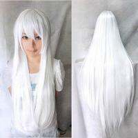 80cm Lnuyasha kurama HakuToshi moka akashiya Long Straight Vocaloid Silver White Synthetic Cosplay Wig With Bangs Wig Cap