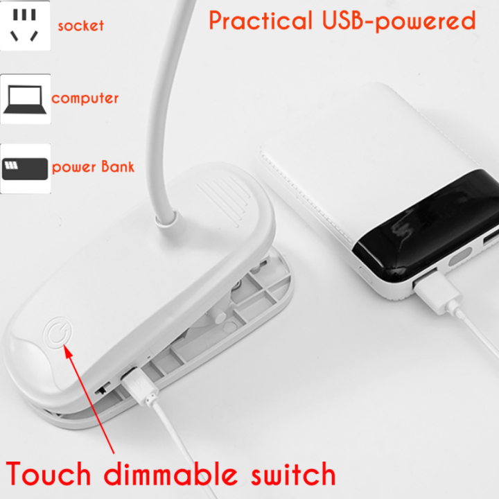 โคมไฟโต๊ะเขียนหนังสือ-led-สำหรับสำนักงานบ้านหรี่แสงได้ไฟโต๊ะสำนักงานมี-usb-ชาร์จพอร์ต3โหมดสีที่คลิปถนอมสายตาบนไฟหนังสือ