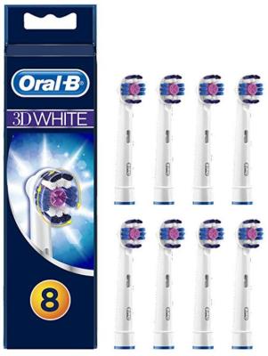 Oral-B 3D White Toothbrush Heads Pack of 8 Replacement Refills for Electric Rechargeable Toothbrush