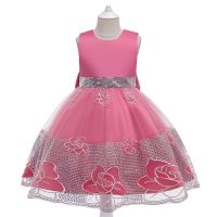 เสื้อ Girl princess embroidery dress Lace flower girl‘s long tail dresses เดรสเด็กผู้หญิง