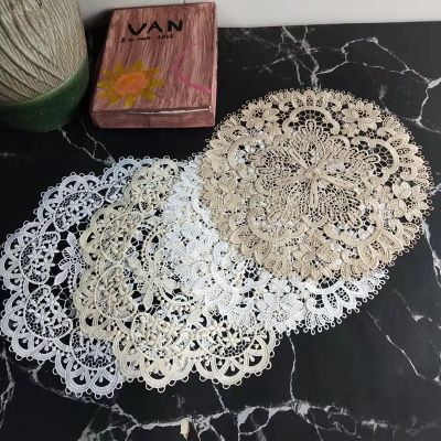 【CW】✹  Pastoral retro crochet embroidery round mat wine glass coffee cup non-slip pad bar coaster wedding decoration