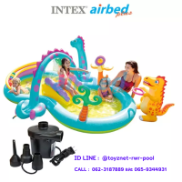 Intex ส่งฟรี สระน้ำสไลเดอร์ ไดโนแลนด์ 3.33x2.29x1.12 ม. รุ่น 57135 + ที่สูบลมไฟฟ้า