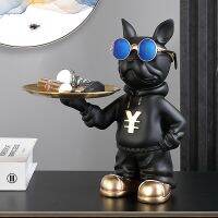 Resin Dog Statue Room Decor,French Bulldog Figurine,Modern Aesthetic Desk Decoration Storage Tray,Home Interior Decoration Items