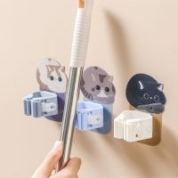 Storage Rack No Punch Mop Clip Home Plastic Wall Mount Cute Cartoon Strong Seamless Mop Holder Picture Hangers Hooks