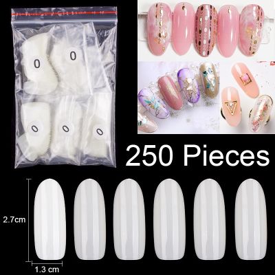250 Pieces Per Bag Full Cover Oval False Nail Tips Purchase Specific Sizes Fake Nails For Paintting Prastic Size 0 1 2 3 4 5 6