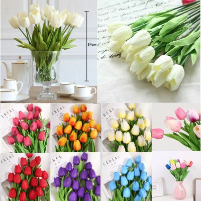[AYIQ Flower Shop] 5ชิ้น PU ประดิษฐ์ดอกทิวลิปดอกไม้ที่มีสีสันปลอมพืชช่อคริสต์มาสแต่งงานตกแต่งบ้านฤดูใบไม้ร่วงตกแต่ง Fastship