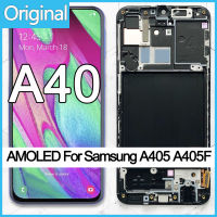 100 Super AMOLED For Samsung A40 LCD 2019 A405 LCD display touch Screen Digitizer Assembly with frame replacement repair parts