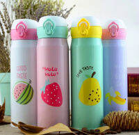 350500ML น่ารักสแตนเลสกระติกน้ำ4สีผลไม้รูปแบบสูญญากาศถ้วยเทอร์โมสำหรับเด็ก,ผู้หญิงแก้วกาแฟ