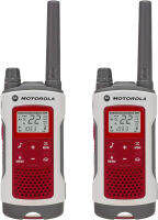 Motorola Solutions, Portable FRS, T482, Talkabout, Two-Way Radios, Red Cross, Emergency Preparedness, Rechargeable, 22 Channel, 35 Mile, White W/Red, 2 Pack