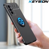 KEYSION เคสกันกระแทกสำหรับ VIVO V23e 5G ซิลิโคนนิ่มขาตั้งแหวนโลหะโทรศัพท์ฝาหลังสำหรับ VIVO S10e