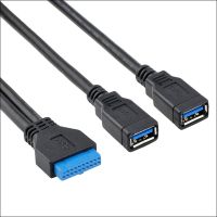 Deskcomputer Usb 3.0 20 Pin ตัวผู้ไปยัง2 Usb ตัวเมียสายเคเบิลอะแดปเตอร์ขั้วต่อสำหรับ Asus P7p55/Usb3 Gigabyte เมนบอร์ด Msi