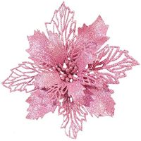 Poinsettia ดอกไม้ประดิษฐ์ตกแต่งคริสต์มาส Glitter Xmas Tree เครื่องประดับ DIY Decor สำหรับพวงหรีด Weeding Home Party