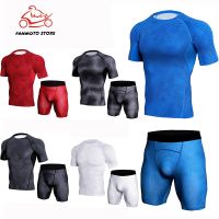 Male motorcycle Tops shorts Men 39;s motorbike underwear set Short sleeve T shirts base layer sports compression shirts and short