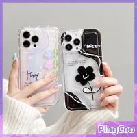 PingCoo - Case For iPhone 14 13 12 11 Plus Pro Max XR TPU Soft Jelly Airbag Clear Case Flower Camera Protection Shockproof Back Cover