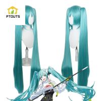 PTOUTS ผมทนความร้อนได้สีเขียวคอสเพลย์ผมยาวตรงหางม้า Hatsune Miku พร็อพสำหรับคอสเพลย์ผมหางม้าวิกผมหางม้า Vocaloid วิกผมคอสเพลย์ช่อผมปลอมวิกผมสังเคราะห์